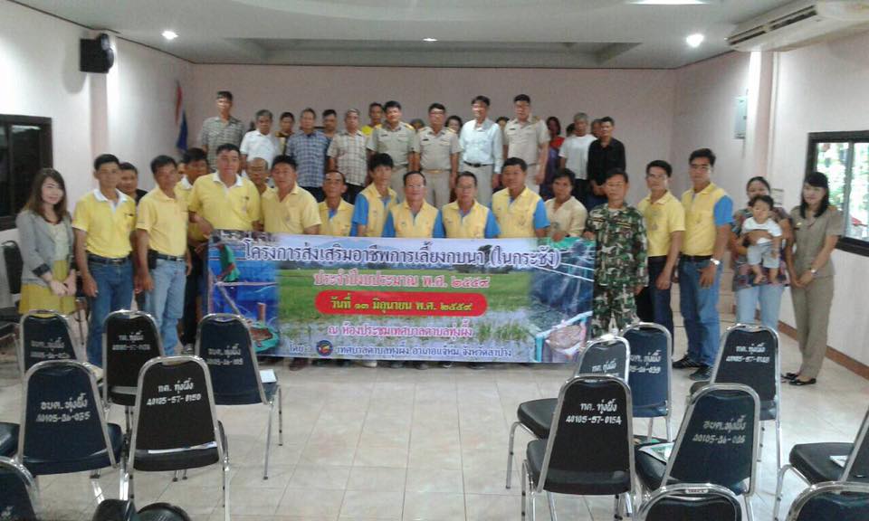 ฝึกอบรมโครงการส่งเสริมอาชีพการเลี้ยงกบนา(ในกระชังบก)