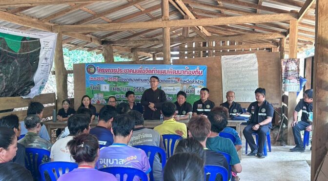 ประชุมประชาคมหมู่บ้าน บ้านแม่จอกฟ้า หมู่ที่ 8 รับฟังความคิดเห็นของประชาชนเพื่อทบทวน/จัดทำแผนพัฒนาท้องถิ่น 2571-2575​